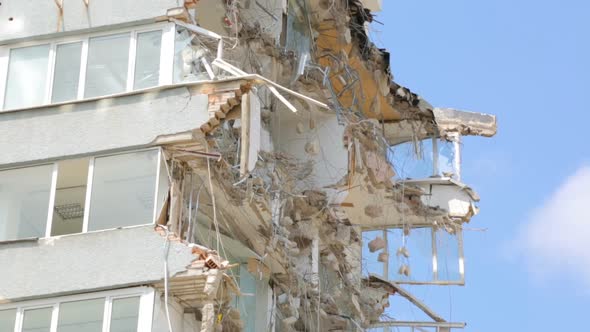 Destroyed building on construction site