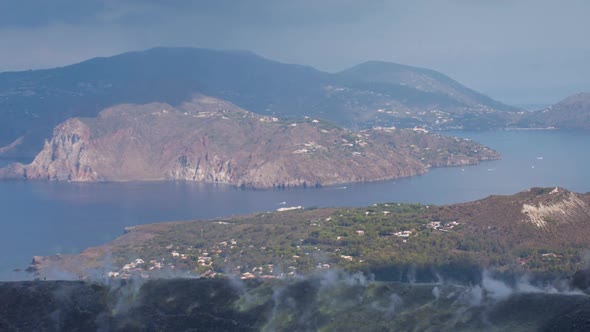 volcano sicily vulcano sulphure fumes active italy mountain island