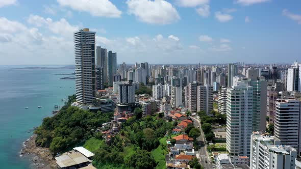 Downtown of Salvador Bahia Brazil. Historic buildings at tourism postcard.