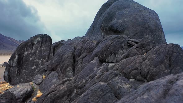 Drone Is Flying Close To the Beautiful Scenic Black Rocks in Death Valley Park