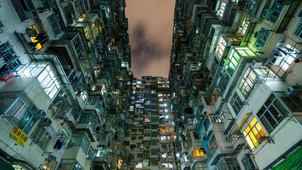 Time lapse of residential building at night 