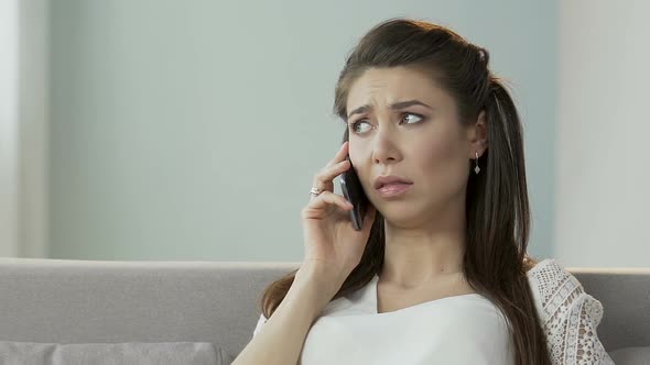 Beautiful Female Having Conversation Over Cellphone, Capricious Girlfriend