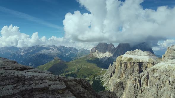Italian Dolomites. View From Piz Boe Mountain on Langkofel