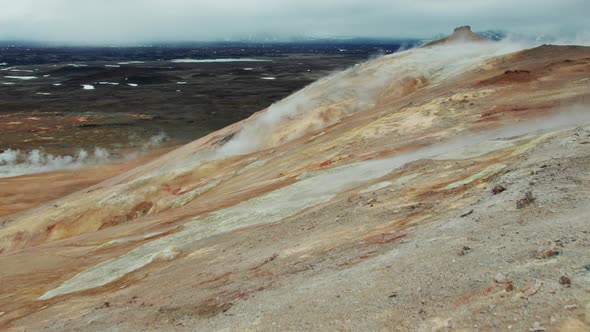 Rocky Mountain Formations in The Hverir Geothermal Area Near Lake Myvatn