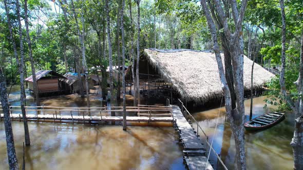 Indigenous native village at Amazon Forest Manaus Brazil.