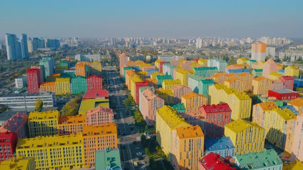 Residential Quarter with Multicolored Houses