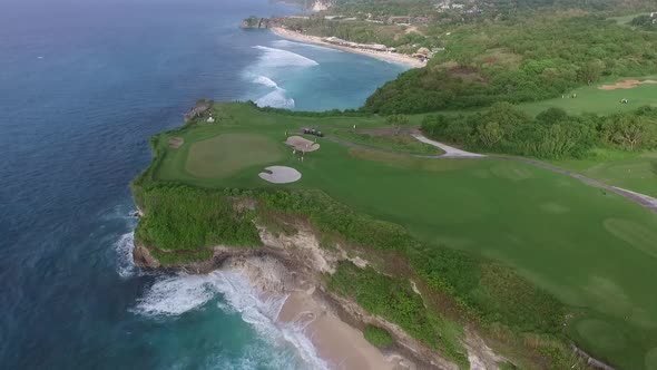 Aerial View of a Coastal Golf Course at Resort