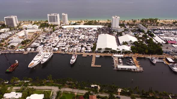 Aerial Side View Of The Boat Show