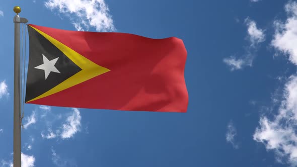 East Timor Flag On Flagpole