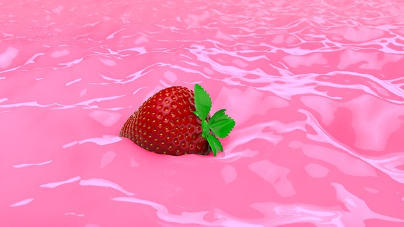 Strawberry Floating In Strawberry Milkshake alt