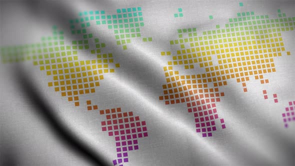 World Map White Color Rainbow 01 Flag Close Up 4K