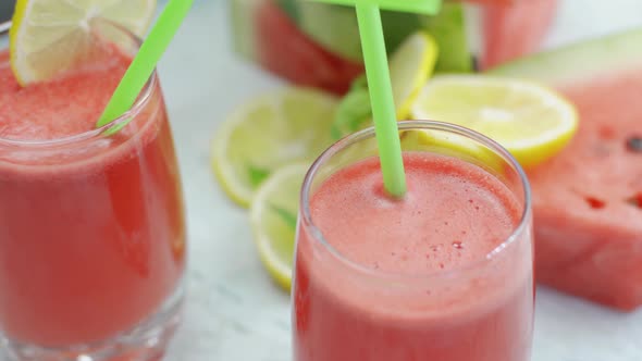 Sweet Watermelon Juice and Watermelon Slices