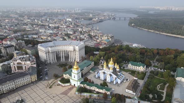 Kyiv, Ukraine Aerial View in Autumn : St. Michael's Golden-Domed Monastery. Kiev