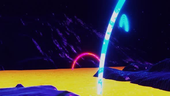 Neon Cosmos Galaxy Retro Futurism Planet alt