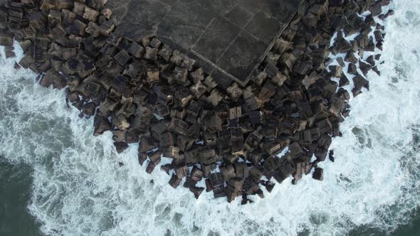 Huge Storm Waves Crashing To The Pier