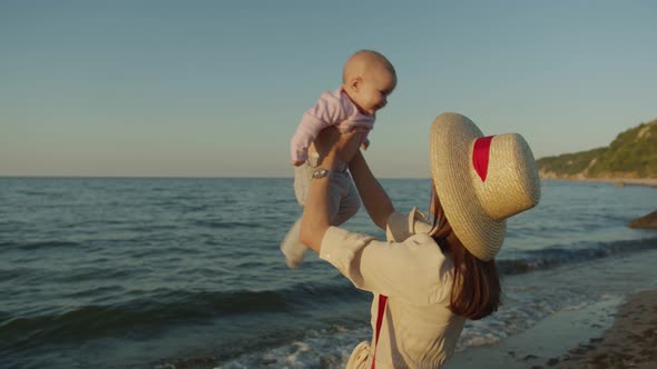 Mom is Happy with Her Daughter at Sea