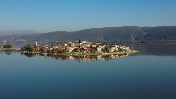 fishing boat on lake at sunset golyazi , bursa turkey  8