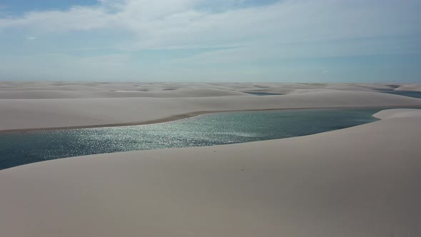 Brazilian landmark rainwater lakes and sand dunes. Lencois Maranhenses Brazil.