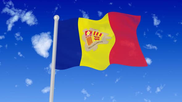 Andorra Flag Flag Wavying In The Sky With Cloud