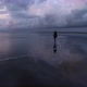 Beautiful Barefoot Woman Walking Alone Deserted Beach - VideoHive Item for Sale