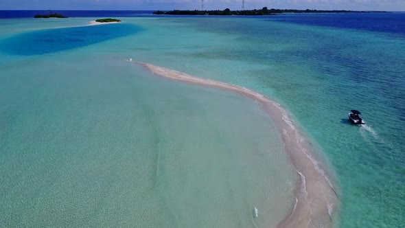 Drone travel of seashore beach by sea with sand background