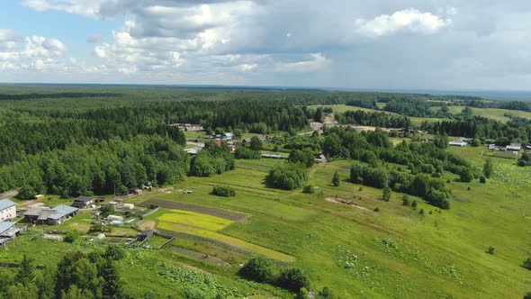 Flying Over a Russian Village on a Drone