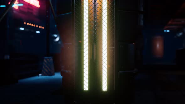 Futuristic Street with Neon Glow at Night alt