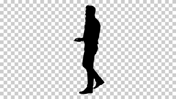 Silhouette  man walking , Alpha Channel