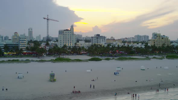 Aerial view of Miami Beach at dusk