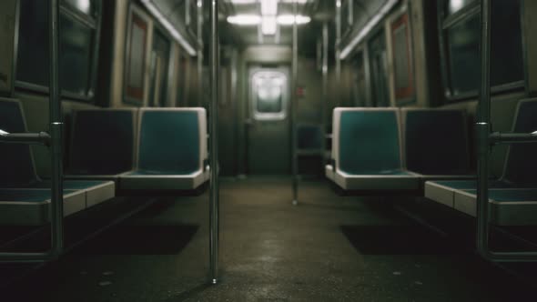 Inside of the Old Non-modernized Subway Car in USA alt