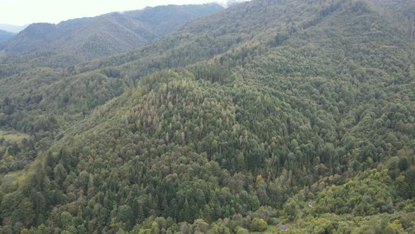 Nature of Ukraine: Carpathian Mountains Slow Motion. Aerial View