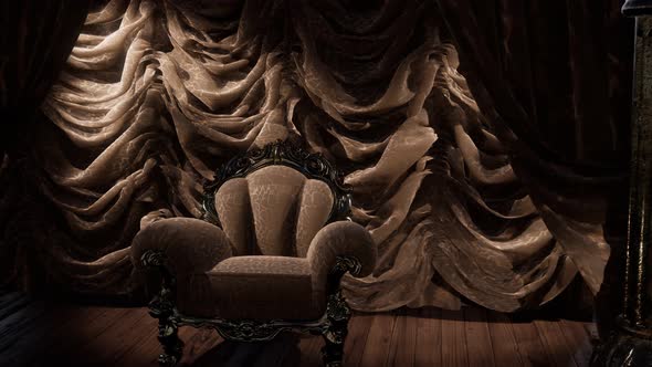 Luxurious Theater Curtain Stage with Chair alt