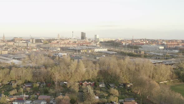 Drone Flight Over City And Suburbs