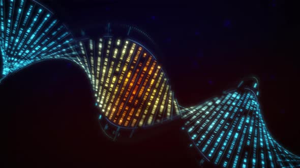 Advanced Scientific Diagnostic Of Digital Spiral DNA Gene On Black Background alt