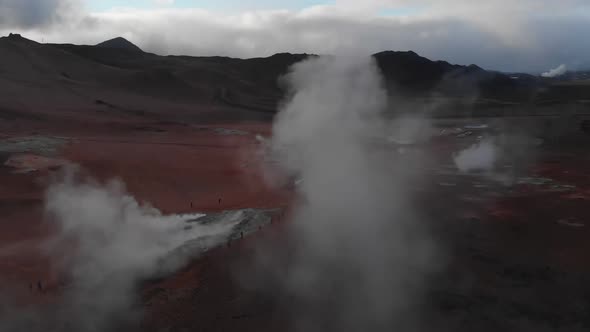 footage of steaming volcanic mountains