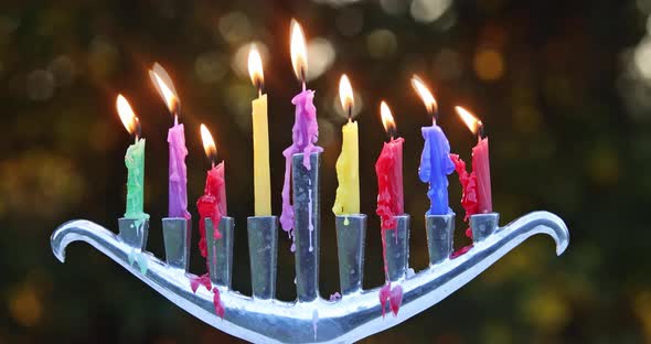 Hanukkah a Burning Menorah Symbol of Judaism Traditional Holiday