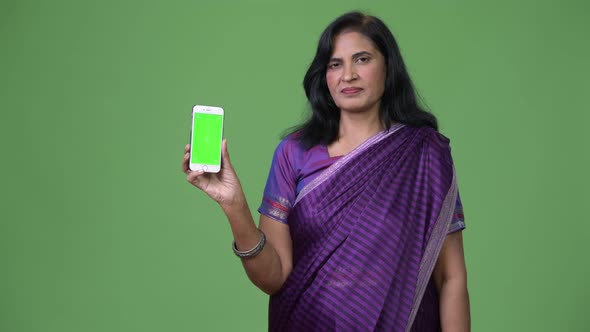 Mature Beautiful Indian Woman Showing Phone