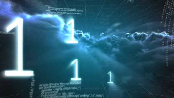 Digitally generated video of binary code  alt