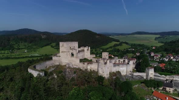 Beautiful Aerial View of the Castle Rabi - 4K