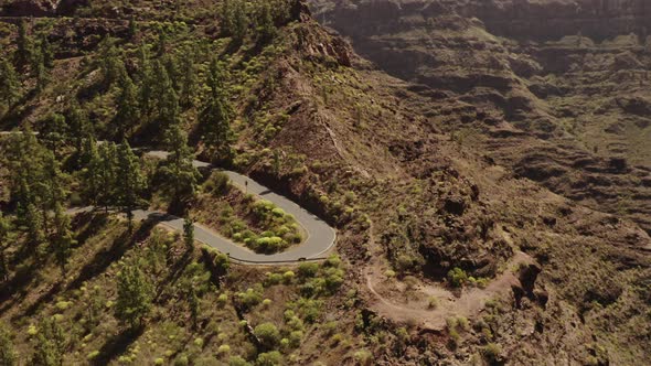 Aerial Shot of Road Side in the Gran Canaria Valley