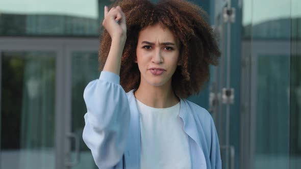 Outdoors Portrait Female Angry Frustrated Upset Agressive African American Girl Woman Screaming