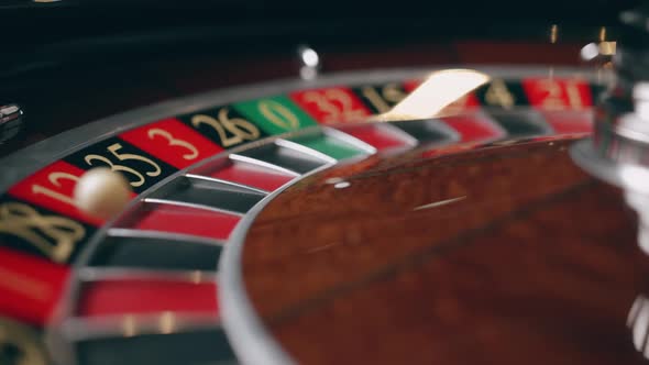 Close Up of Roulette Wheel at the Casino in Motion