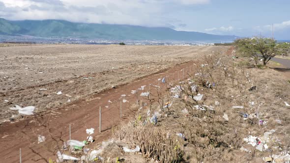 Drone Flying Above Plastic Trash and Household Waste