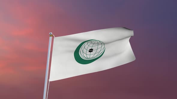Flag Of Organisation Of Islamic Cooperation Waving