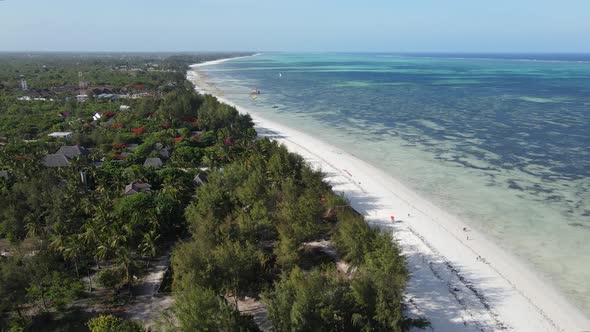 Zanzibar Tanzania  Aerial View of the Ocean Near the Shore of the Island Slow Motion