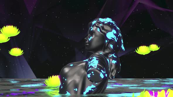 Fantasy Statue Neon Black 4K