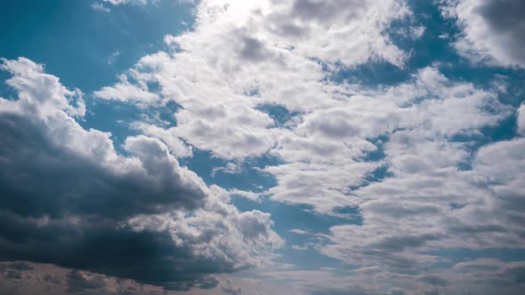 Timelapse of Gray Cumulus Clouds Moves in Blue Dramatic Sky Cirrus Cloud Space