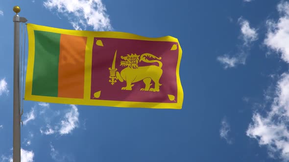 Sri Lanka Flag On Flagpole