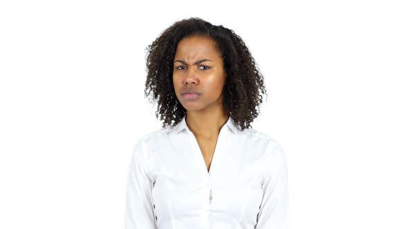 Black Woman Looking with Anger White Background
