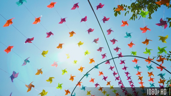 Colorful Pinwheels Spin on a Sunny Summer Day
